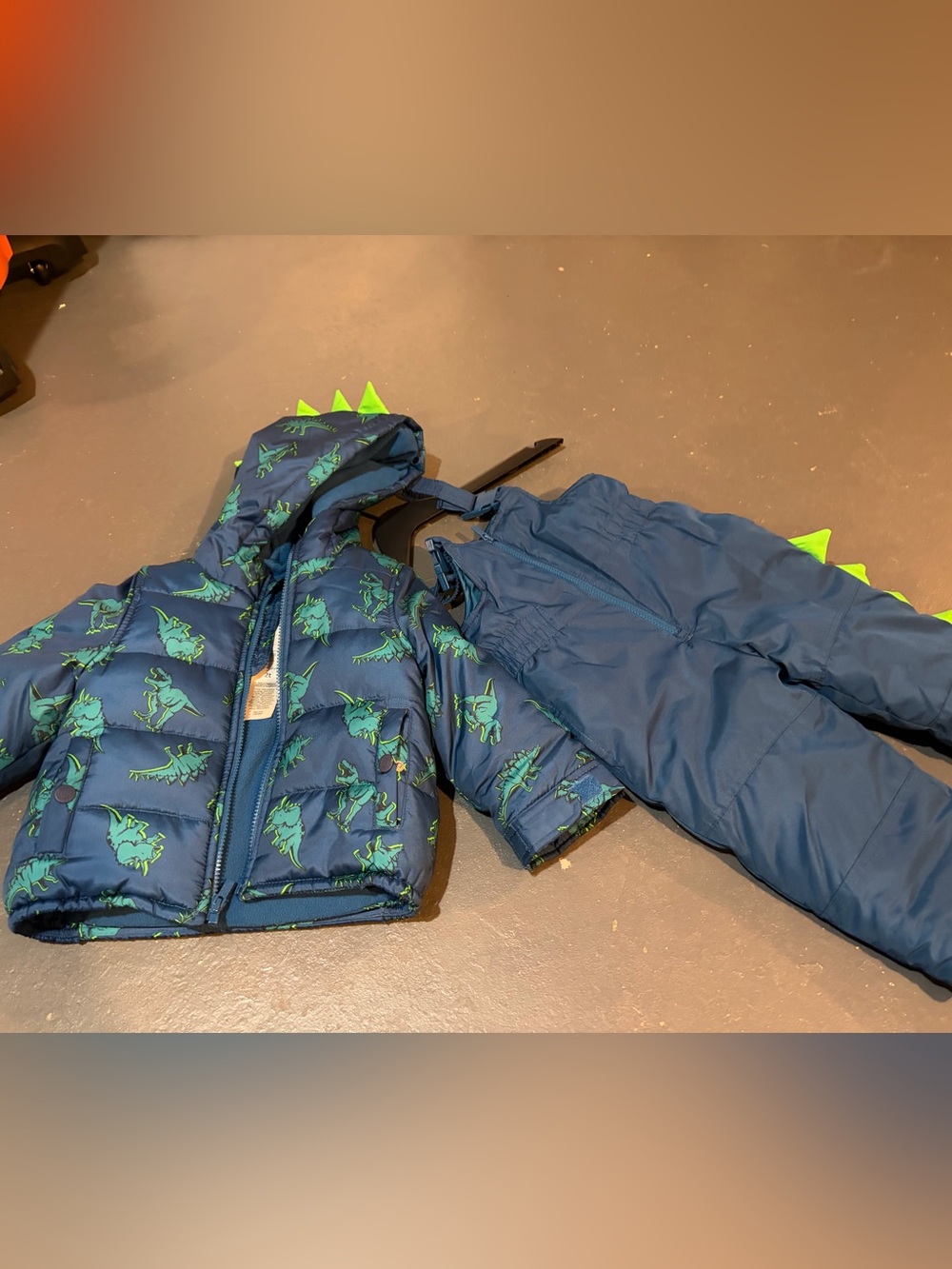 Carters Navy Dino Puffer Jacket and Snow Pants Set